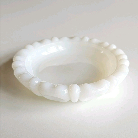 Anchor Hocking Other - Vintage Anchor Hocking Milk Glass Thumbprint Design Ashtray 4" Round